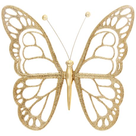 Елочное украшение Бабочка малая золото 120х140х10 мм