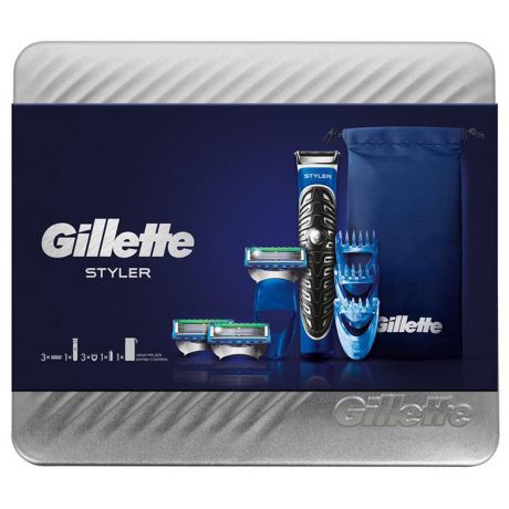 Набор подарочный Gillette Fusion ProGlide стайлер 3 насадки для моделирования бороды усов и сменные кассеты 2 штуки