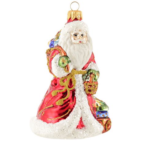 Елочная игрушка Irena Формовая Дед Мороз с корзинками и санками
