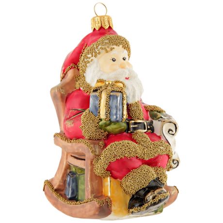 Елочная игрушка Irena Формовая Санта в кресле-качалке Винтаж
