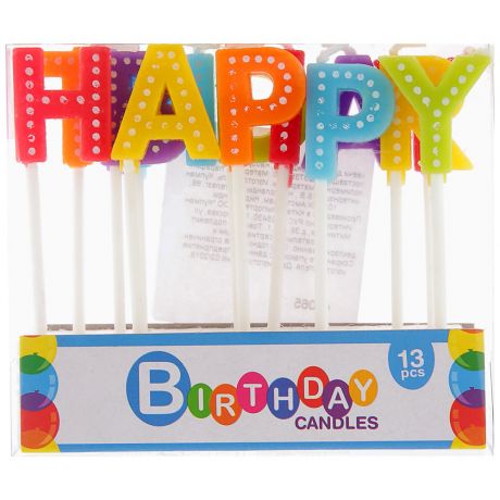Набор свечей Koopman Happy Birthday для дня рождения 13 штук