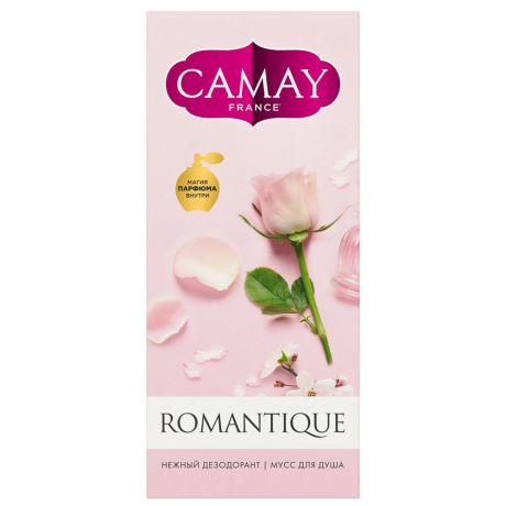 Набор подарочный Camay Romantique антиперспирант-дезодорант аэрозоль 200 мл + мусс для душа 150 мл