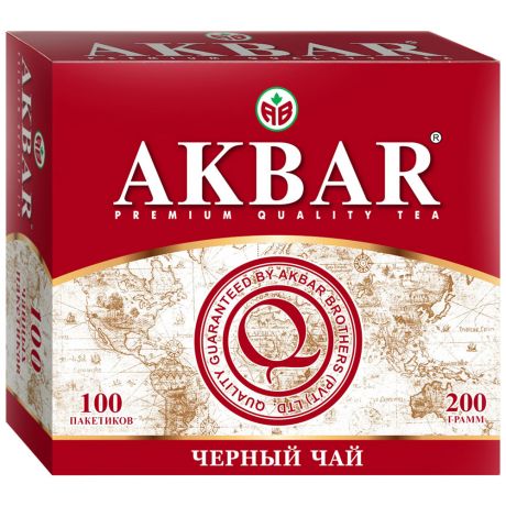 Чай Akbar Классическая серия черный цейлонский 100 пакетиков по 2 г