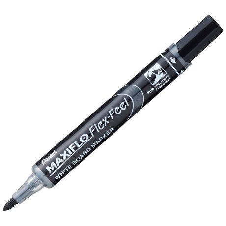 Маркер Pentel Maxiflo для досок (с жидкими чернилами, кнопкой подкачки и гибким наконечником, черный, 1.0-5.0 мм)