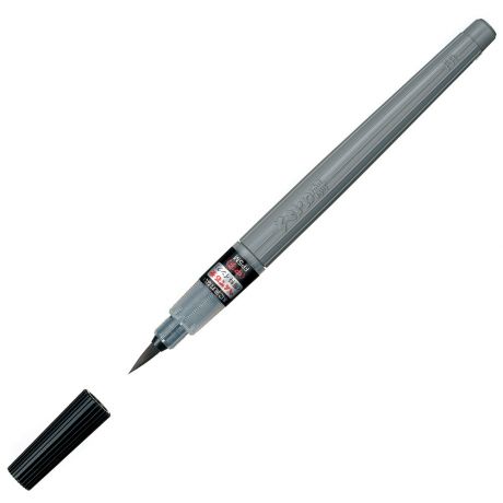 Кисть Pentel c черными пигментными чернилами Brush Pen средняя в блистере