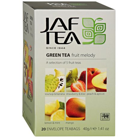 Чай Jaf Tea Green Fruit Melody зеленый Ассорти 5 видов 20 пакетиков по 2 г