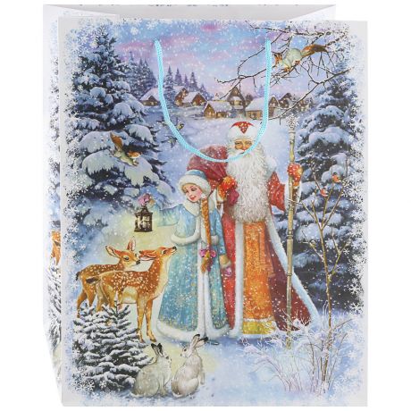 Пакет бумажный Magic Pack для сувенирной продукции Новогодний лес с ламинацией плотность 140г/м2 размер 260х324х127 мм