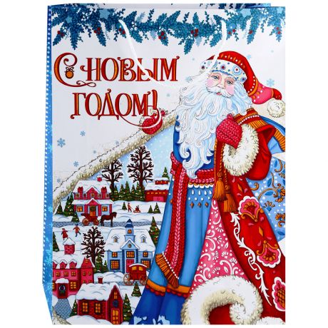 Пакет бумажный Magic Pack для сувенирной продукции Дед Мороз с ламинацией плотность 140г/м2 размер 330х457х102 мм