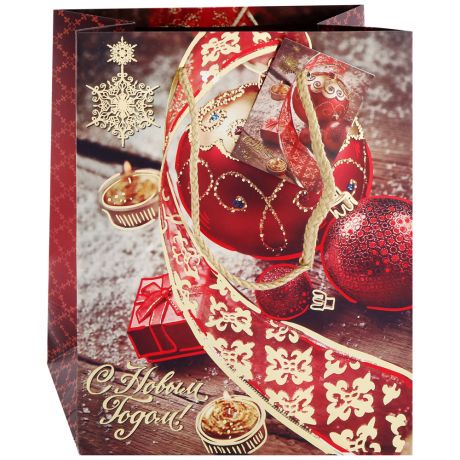 Пакет бумажный Magic Pack для сувенирной продукции Красный новогодний шар плотность 250г/м2 размер 178x229x98 мм