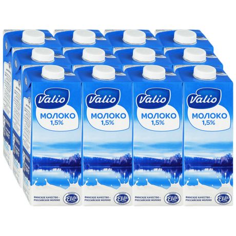 Молоко Valio ультрапастеризованное 1.5% 12 штук по 1 кг