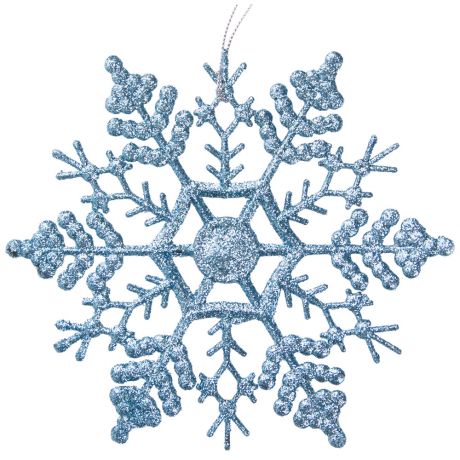 Новогоднее подвесное елочное украшение Magic Time Снежинка-паутинка голубая из полипропилена 16.5x16.5x0.2 см