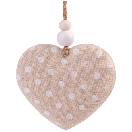 Новогоднее подвесное украшение Magic Time Сердце с белыми кружочками из хлопчатобумажной ткани 8.5x1.5x8 см арт.81483