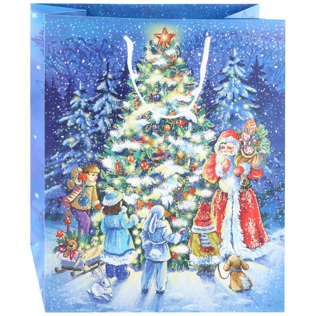 Пакет бумажный Magic Pack для сувенирной продукции Возле новогодней елки с ламинацией плотность 140г/м2 размер 260х324х1