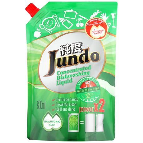 Средство для мытья посуды Jundo Green tea with Mint с гиалуроновой кислотой 800 мл