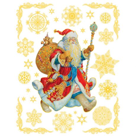 Новогоднее оконное украшение Magic Time Дед Мороз с мешком подарков 30х38 см