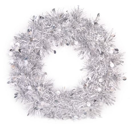 Новогодний венок Magic Time Серебряные круги из полиэтилена 24 см арт.78822