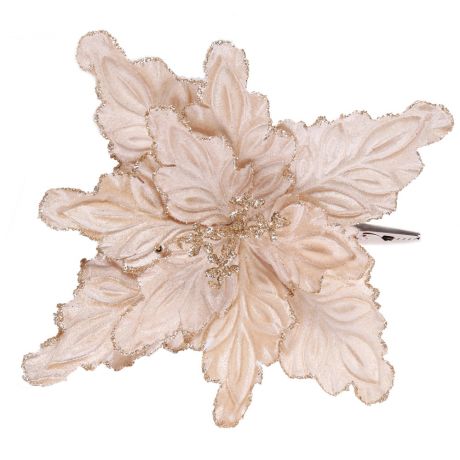 Новогоднее ёлочное украшение Magic Time Бежевый цветок из полиэстера с креплением на клипсе 24х24х18.5 см