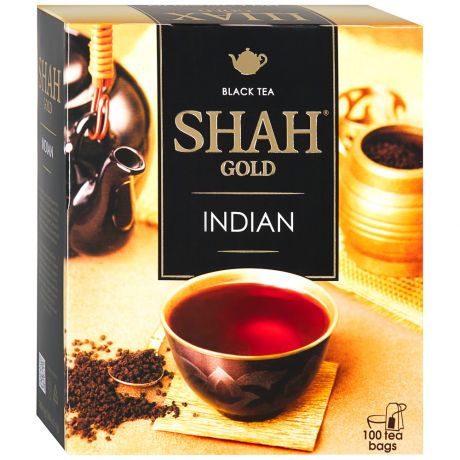 Чай Шах Gold Индийский черный в пакетиках 100 штук по 2г