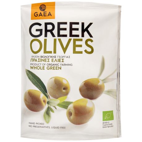 Оливки Gaea органик зеленые с косточкой 150 г