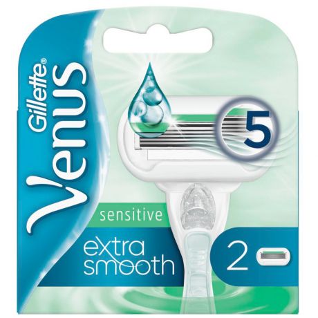 Кассеты сменные Gillette Venus Embrace Extra Smooth Sensitive для безопасных бритв 2 штуки