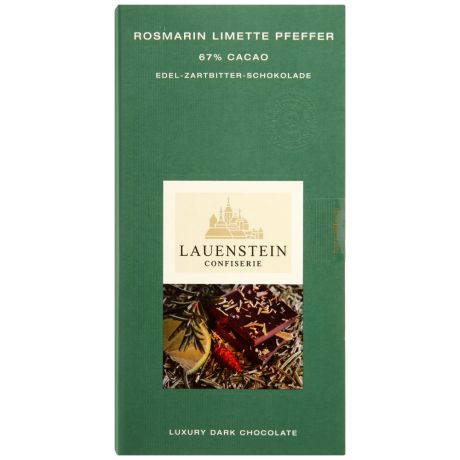 Шоколад горький Lauenstein Розмарин лайм и перец с какао 67% 80 г