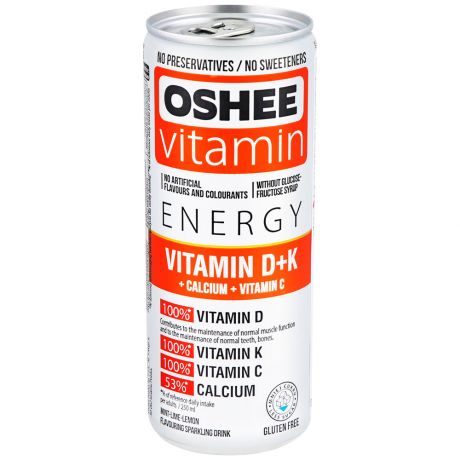 Напиток газированный Oshee Vitamin D+K со вкусом Мяты-Лайма-Лимона 0.25 л