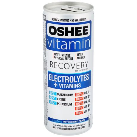 Напиток газированный Oshee Recovery со вкусом мяты и лимона 0.25 л