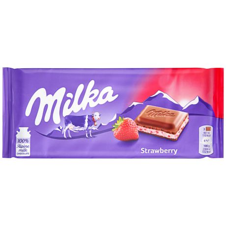 Шоколад Milka молочный клубника со сливками 100 г