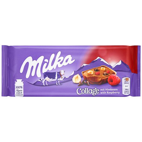 Шоколад Milka молочный Малина фундук и шоколадные капли 93 г