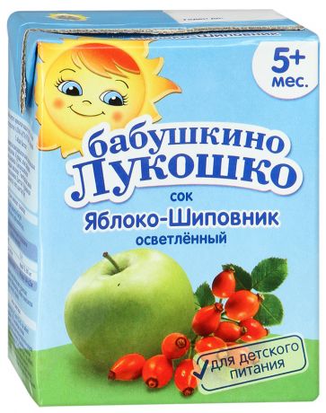 Сок Бабушкино лукошко яблочно-шиповниковый с 5+ месяцев, 0,2л