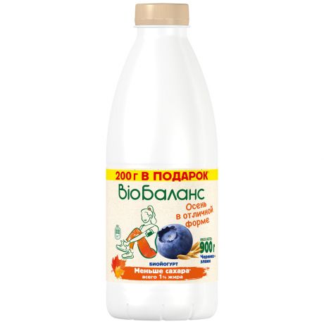 Йогурт питьевой Bio Баланс Черника и злаки 900 г