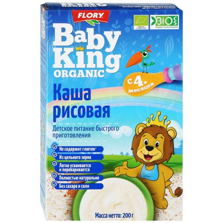 Каша рисовая Baby King Flory Organic безмолочная быстрорастворимая с 4 месяцев 200 г