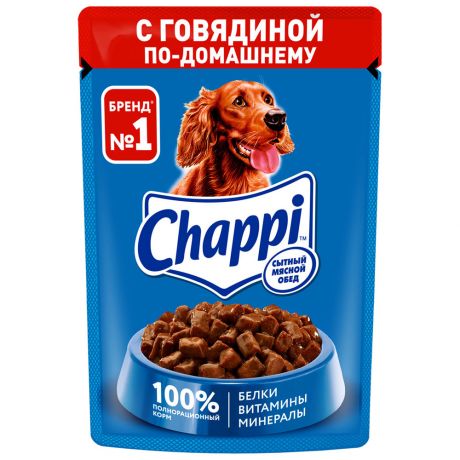 Корм влажный Chappi Сытный мясной обед говядина по-домашнему для собак 85 г