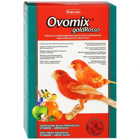 Корм Padovan Ovomix Gold rosso комплексный яичный для зерноядных птиц с красным оперением 300 г