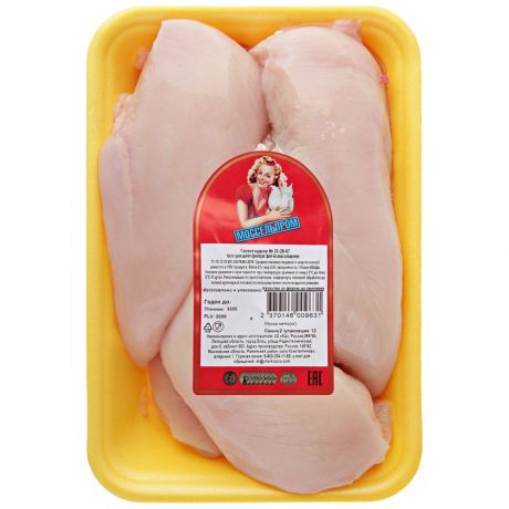 Филе цыпленка-бройлера без кожи Моссельпром охлажденное на подложке 0.6-0.9 кг