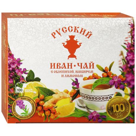 Чай Русский Иван-чай с облепихой имбирем и лимоном 100 штук по 1.5 г