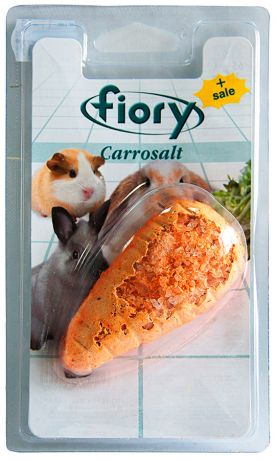 Минеральная кормовая добавка Fiory Carrosalt с солью в форме моркови для грызунов 65 г