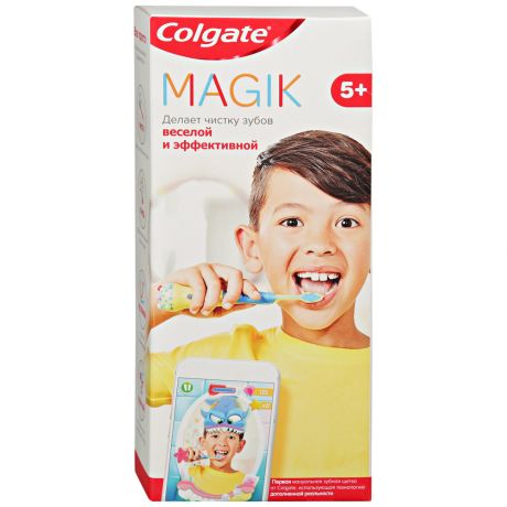 Зубная щетка детская Colgate Magik с приложением для чистки зубов 5+ супермягкая