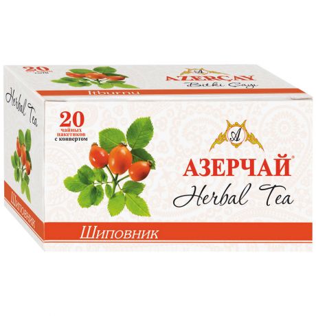 Чай Азерчай травяной с шиповником 20 пакетиков по 2 г