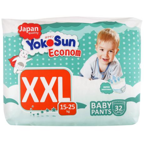 Подгузники-трусики YokoSun Econom XXL (15-25 кг, 32 штуки)