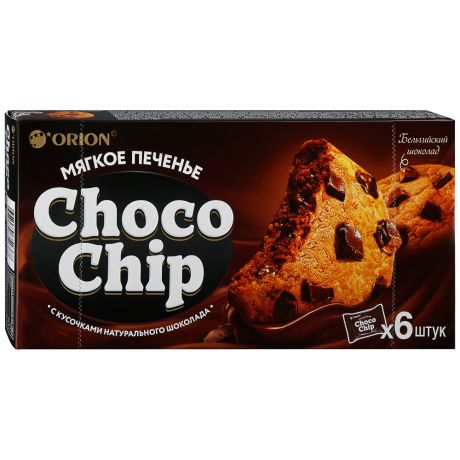 Печенье сдобное Orion Choco Chip с кусочками темного шоколада 6 штук по 20 г