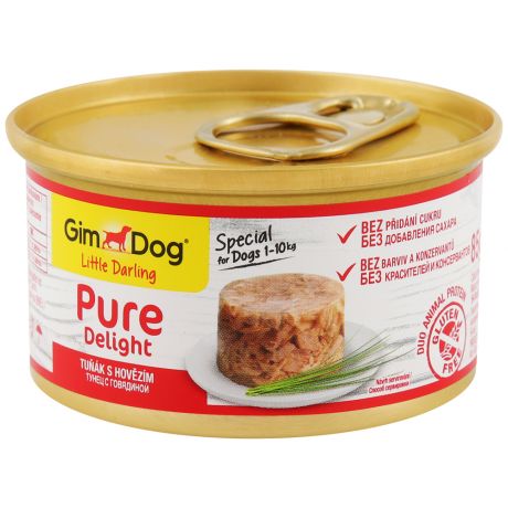 Корм влажный Gimborn GimDog Pure Delight для собак из тунца с говядиной 85 г
