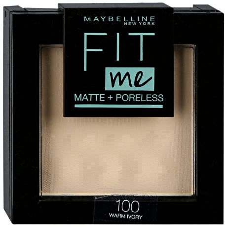 Пудра для лица Maybelline New York Fit Me матирующая скрывающая поры оттенок 100 фарфоровый 9 г