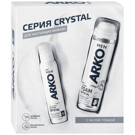 Набор Arko Пена Crystal 200 мл + Дезодорант Crystal 150 мл