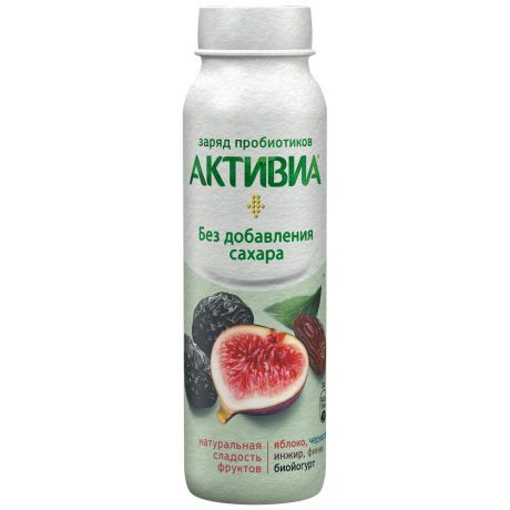 Йогурт Активиа питьевой без добавления сахара с яблоком черносливом инжиром и фиником 260 г