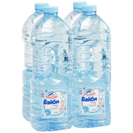 Вода детская Черноголовская Бэйби питьевая артезианская негазированная 4 штуки по 2.5 л