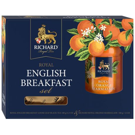 Набор чай Richard Royal English Breakfast черный крупнолистовой 180 г + Джем Апельсиновый