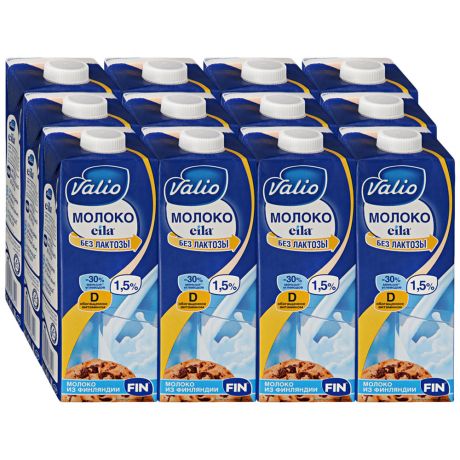 Молоко Valio Eila безлактозное ультрапастеризованное 1.5% 10 штук по 1 л