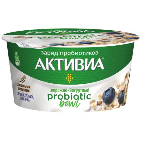 Продукт творожно-йогуртный Активиа Probiotic Bowl с черникой спельтой овсом и чиа 135 г