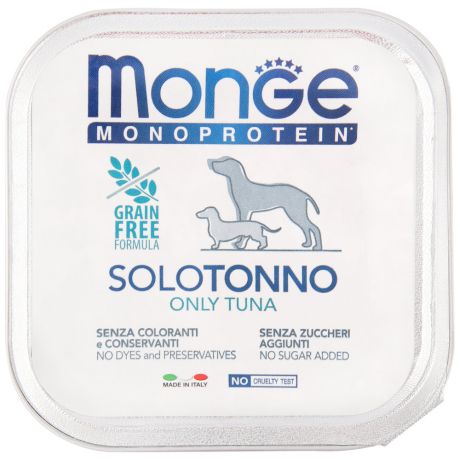 Корм влажный Monge Dog Monoprotein Solo паштет из тунца для собак 150 г
